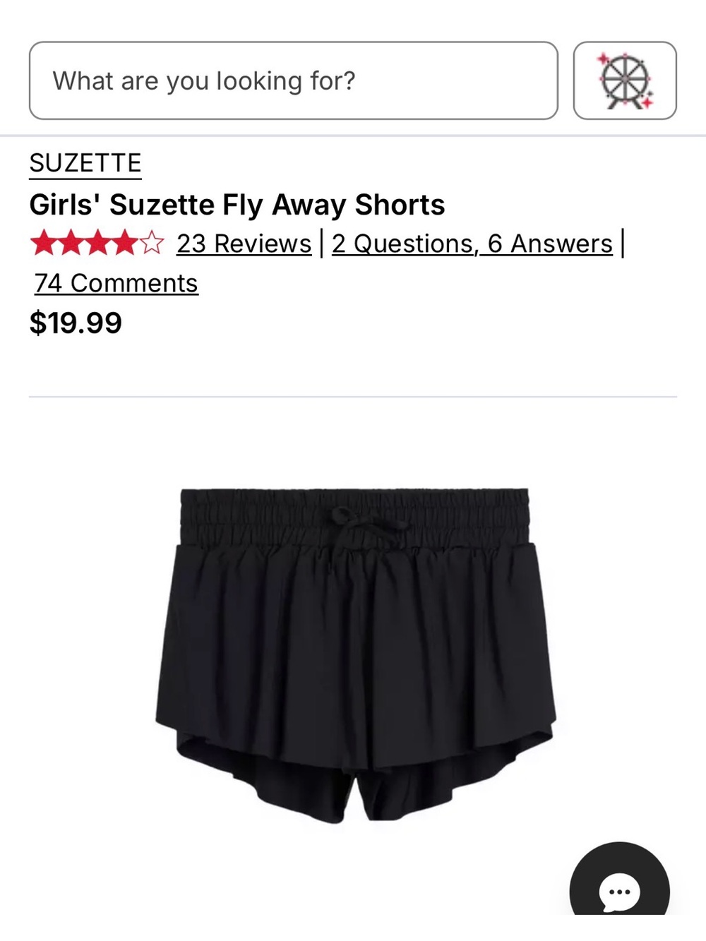 Suzette Girls' Fly Away Shorts - Black